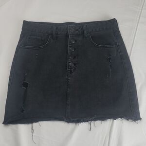 Aeropostale Distressed Black Denim Jean Mini Skirt